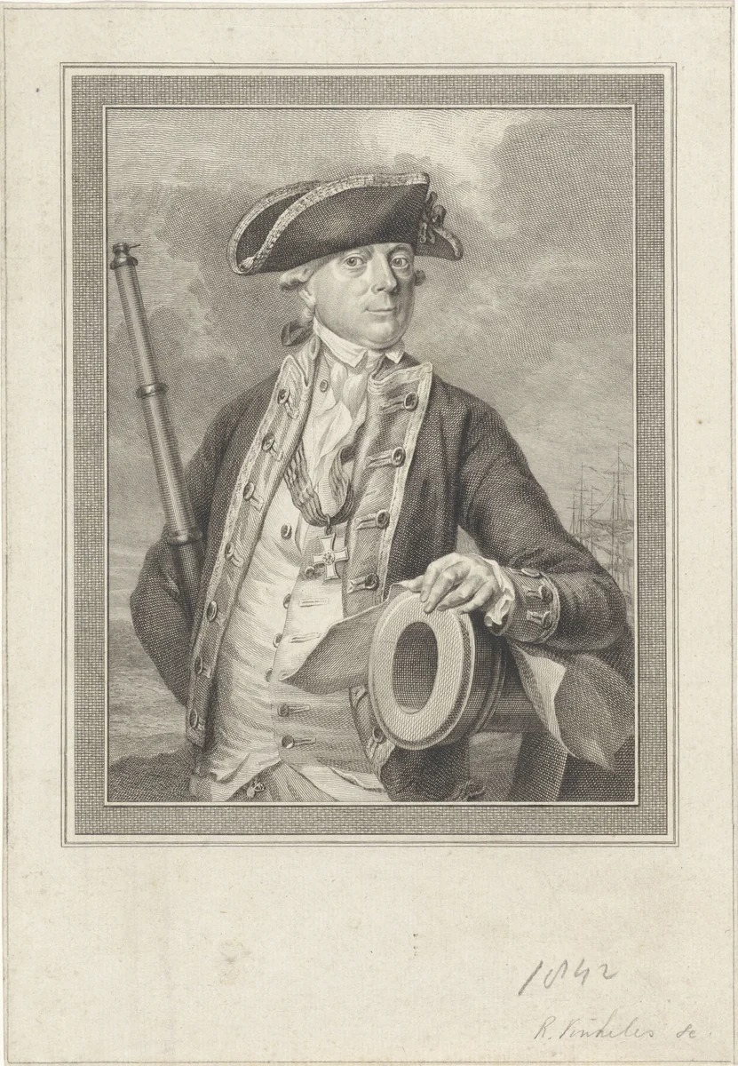 Portret van Jan Hendrik van Kinsbergen by Reinier Vinkeles, print, 1781