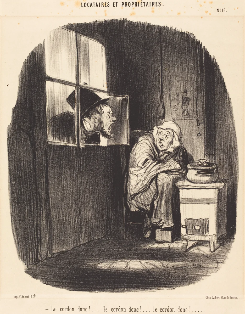 Le Cordon donc!... by Honoré Daumier, print, 1847