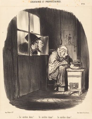 Le Cordon donc!... by Honoré Daumier, print, 1847