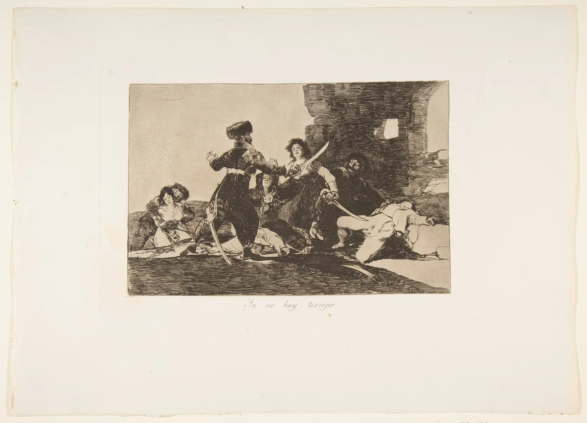 Plate 19 from "The Disasters of War" (Los Desastres de la Guerra): There isn't time now (Ya no hay tiempo) by Goya, print, 1810-1820