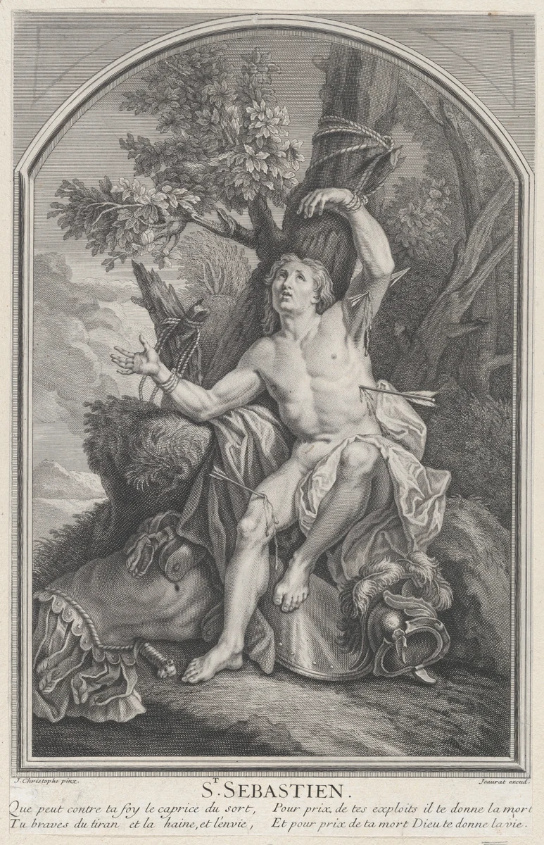 St. Sebastian by Edmé Jeaurat, print, 1688-1738