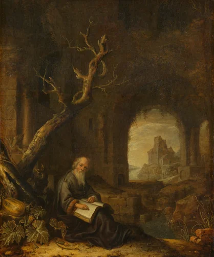 A Hermit in a Ruin by Jan Adriaensz. van Staveren, painting, 1650-1668
