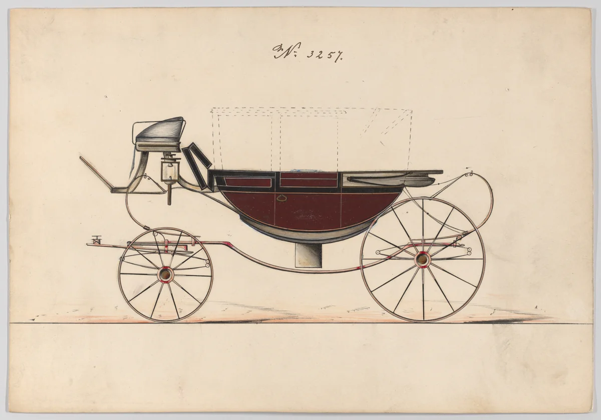 Design for Landau, No. 3257 by Brewster & Co., drawing, 1876