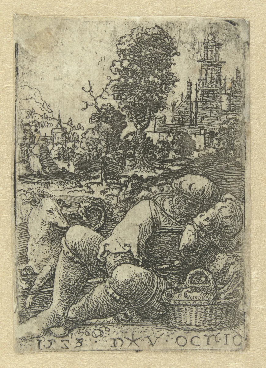Slapende man by Unknown, print, 1523