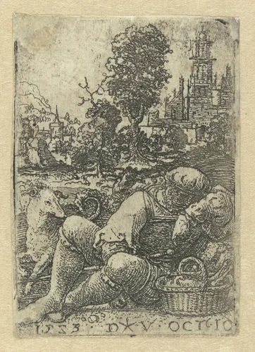 Slapende man by Unknown, print, 1523