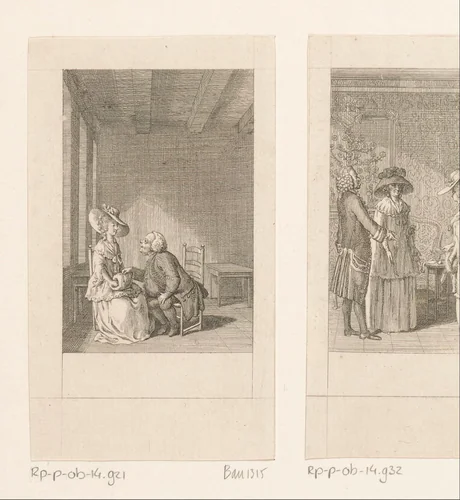 Cecilia wordt naar haar liefdesleven gevraagd door Mr. Briggs by Daniel Nikolaus Chodowiecki, print, 1787