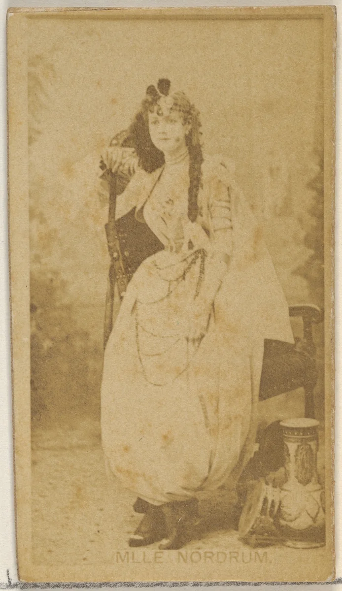 Mlle. Nordrum, from the Actors and Actresses series (N45, Type 8) for Virginia Brights Cigarettes by Allen & Ginter, photograph, 1885-1891