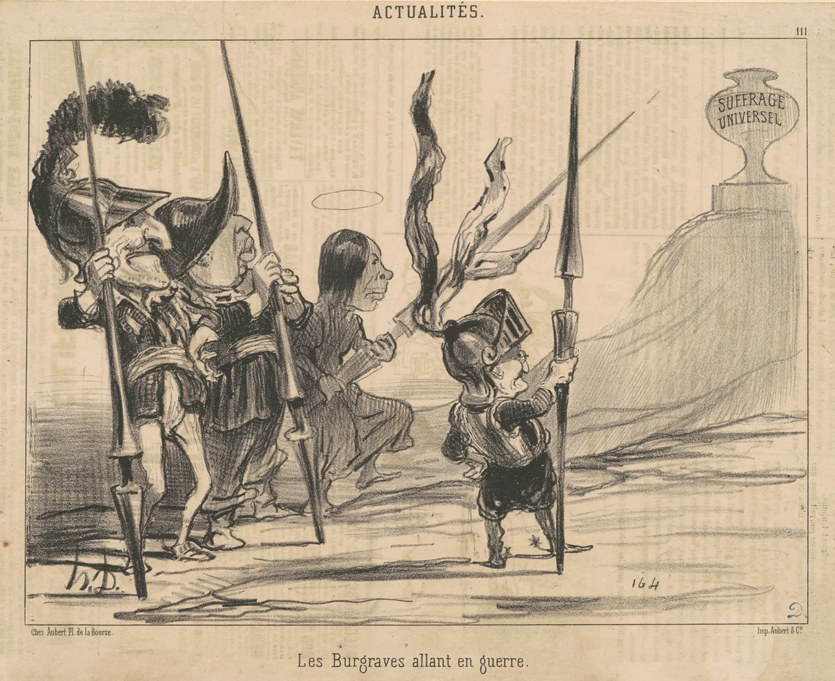 Les burgraves allant en guerre by Honoré Daumier, print, 1850
