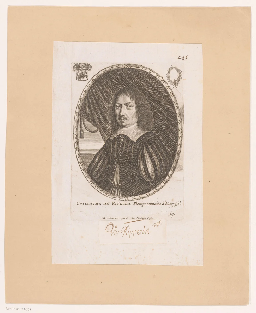 Portret van Willem Ripperda by anonymous, print, 1640-1668