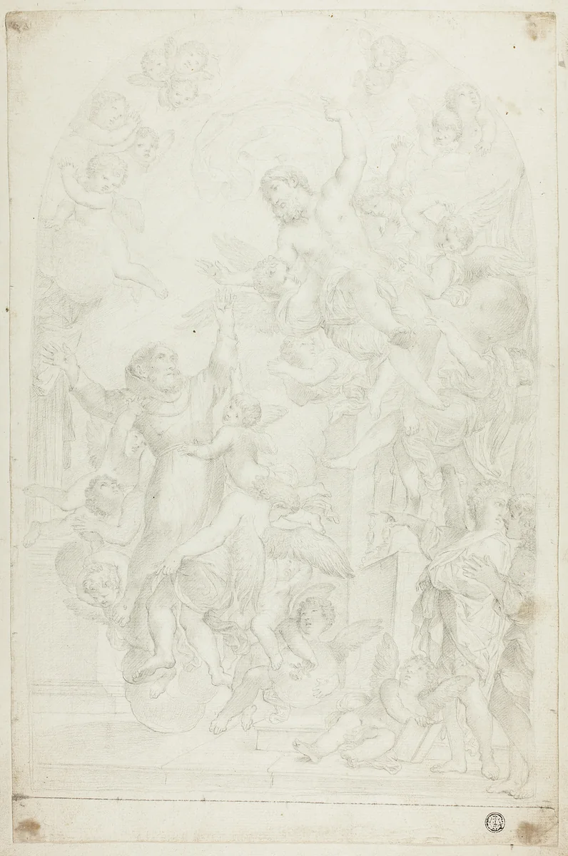 Christ Appearing to Monastic Saint in Ecstasy by Carlo Maratti, drawing, 1600-1699