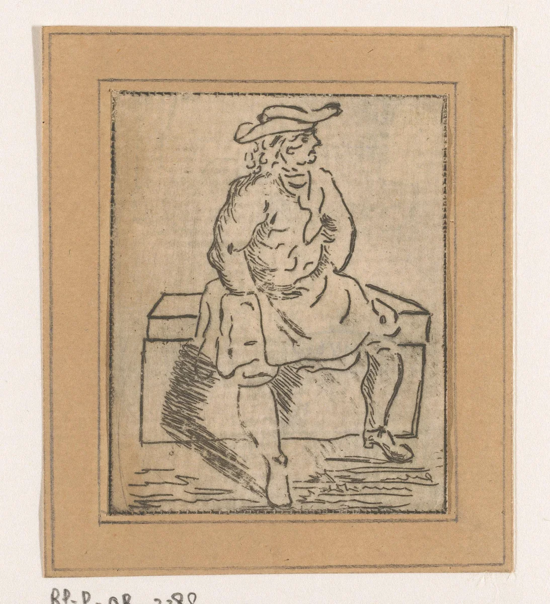 Zittende man by Jacob Hoolaart, print, 1728-1789