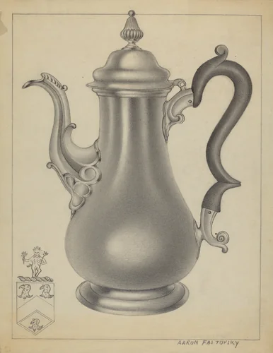 Silver Coffee Pot by Aaron Fastovsky, index of american design, 1937