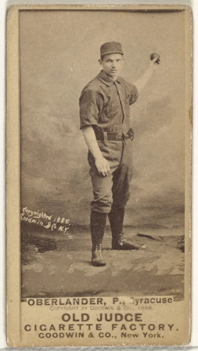 Hartman Louis "Doc" Oberlander, Pitcher, Syracuse, from the Old Judge series (N172) for Old Judge Cigarettes by Goodwin & Company, photograph, 1888