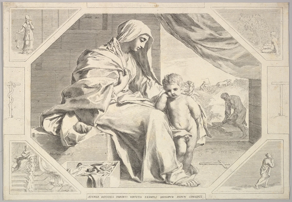 Holy Family by Claude Mellan, print, 1598-1688