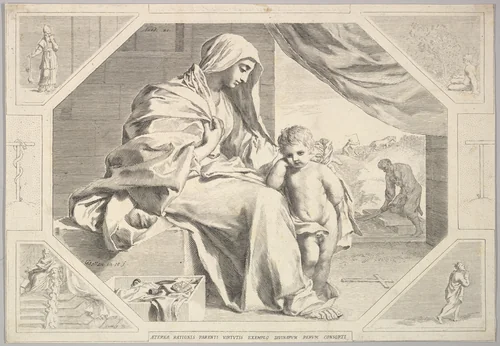 Holy Family by Claude Mellan, print, 1598-1688