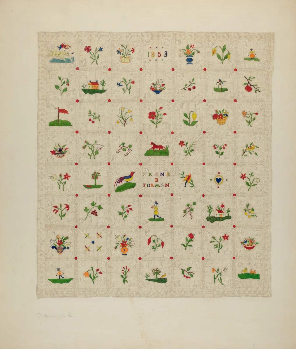 Bedspread by Catherine Fowler, index of american design, 1940