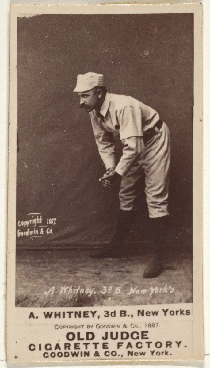Arthur "Art" Wilson Whitney, 3rd Base, New York, from the Old Judge series (N172) for Old Judge Cigarettes by Goodwin & Company, photograph, 1887