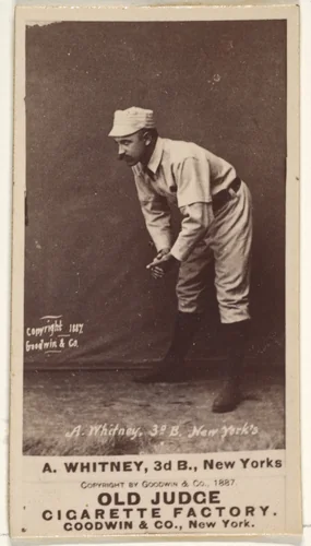 Arthur "Art" Wilson Whitney, 3rd Base, New York, from the Old Judge series (N172) for Old Judge Cigarettes by Goodwin & Company, photograph, 1887