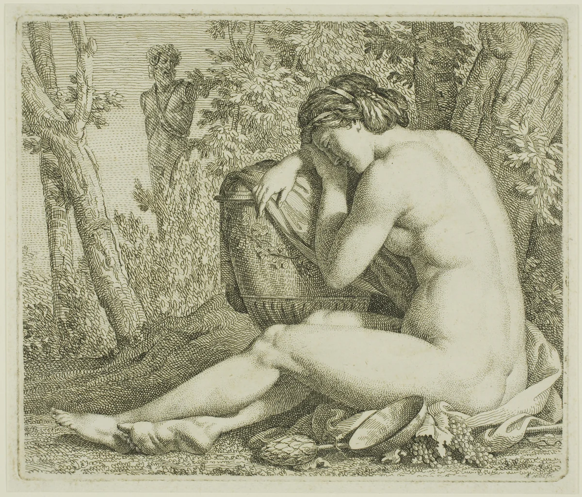 Resting Bacchante by Johann August Nahl, print, 1785-1795
