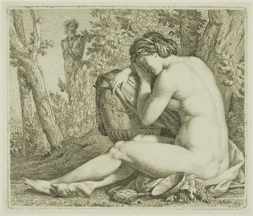 Resting Bacchante by Johann August Nahl, print, 1785-1795