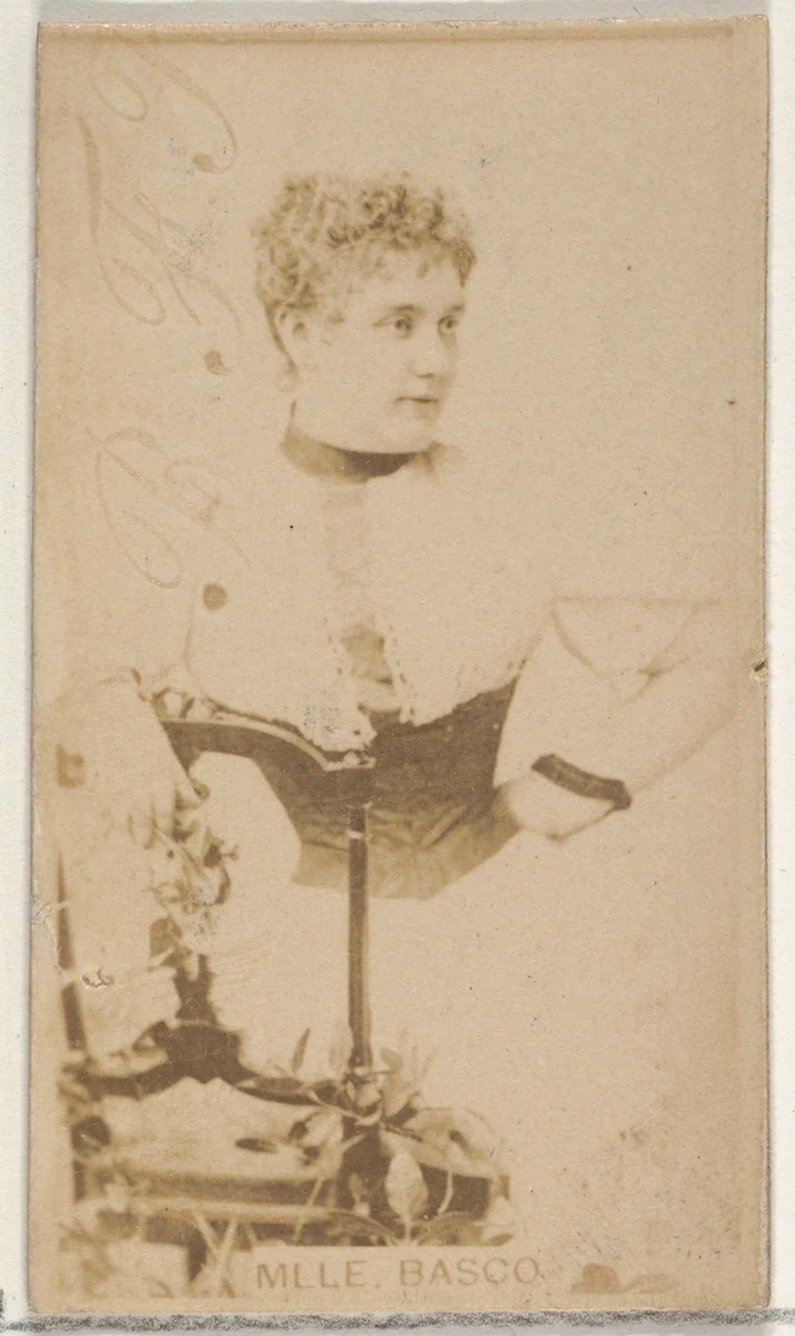 Mlle. Basco, from the Actors and Actresses series (N45, Type 8) for Virginia Brights Cigarettes by Allen & Ginter, photograph, 1885-1891