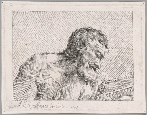 Old Man Reading by Angelica Kauffmann, print, 1763