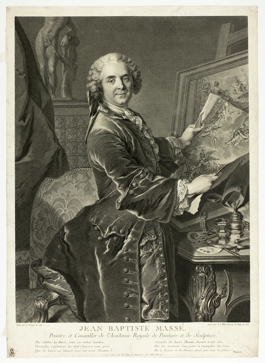 Portrait of Jean Baptiste Massé by Johann Georg Wille, print, 1755