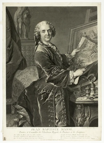 Portrait of Jean Baptiste Massé by Johann Georg Wille, print, 1755