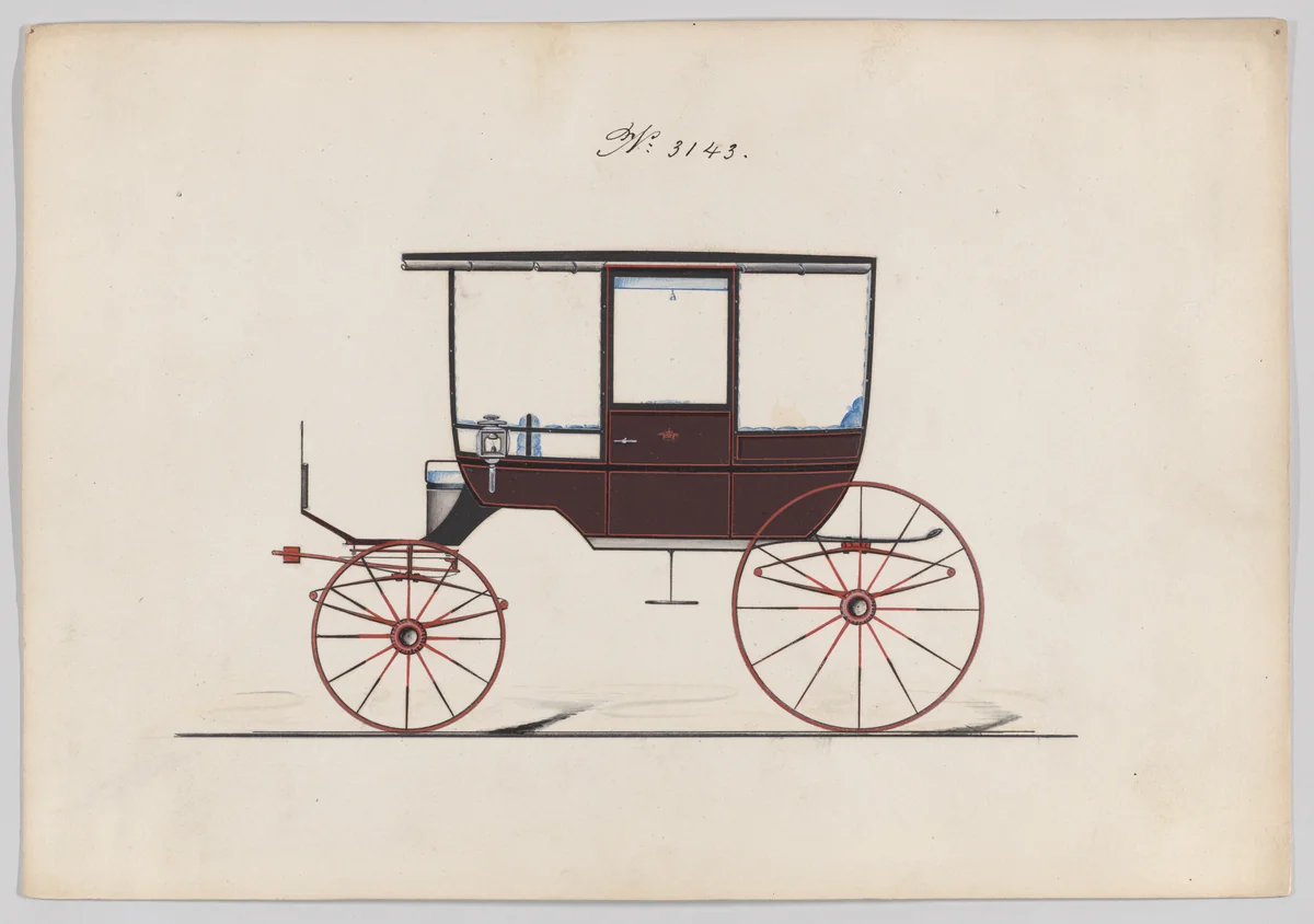Design for 6 seat Rockaway, no. 3143 by Brewster & Co., drawing, 1875