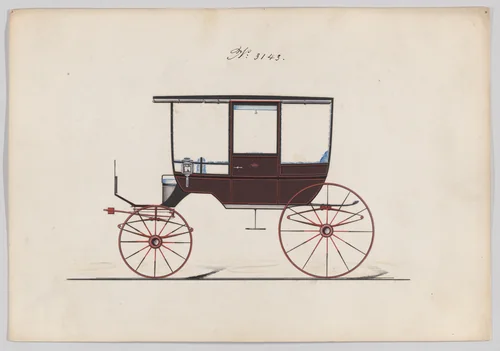 Design for 6 seat Rockaway, no. 3143 by Brewster & Co., drawing, 1875