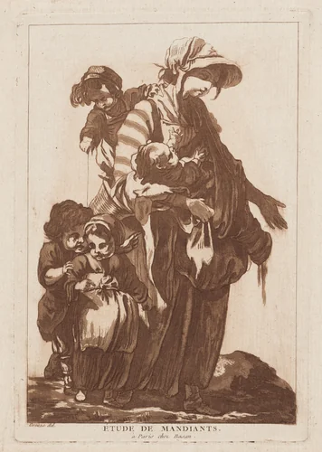 Étude de Mandiants (Study of Beggars) by François-Philippe Charpentier, print, 1762-1766