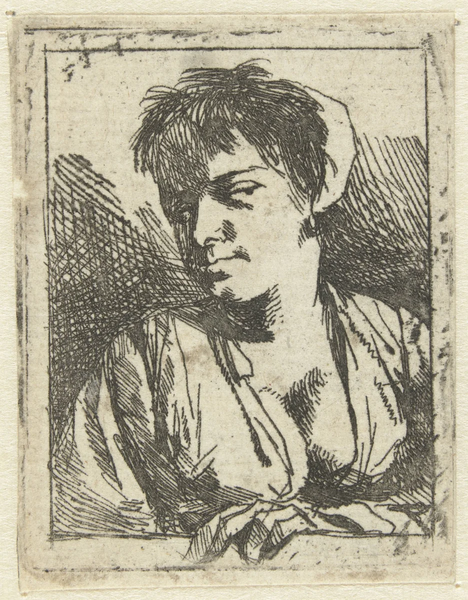 Buste van een jonge vrouw by Cornelis Pietersz. Bega, print, 1642-1664
