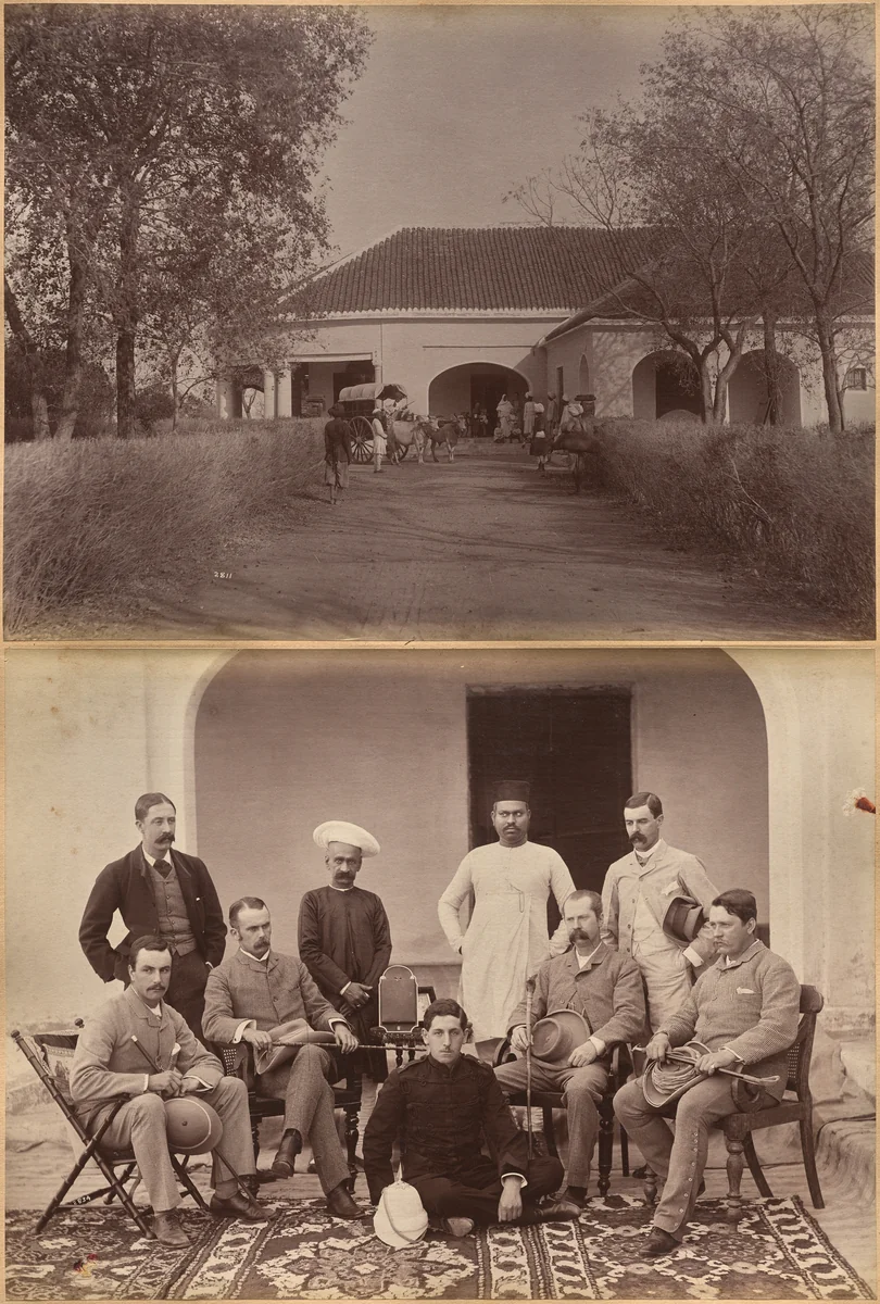Civil officers at Jhansi (recto); Mr. William's House, Jhansi (verso) by Raja Deen Dayal, photograph, 1877-1892