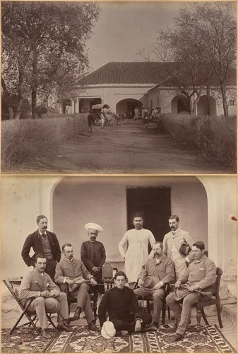 Civil officers at Jhansi (recto); Mr. William's House, Jhansi (verso) by Raja Deen Dayal, photograph, 1877-1892