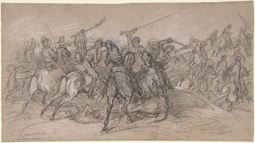 Arab Skirmish by Eugène Fromentin, drawing, 1835-1876
