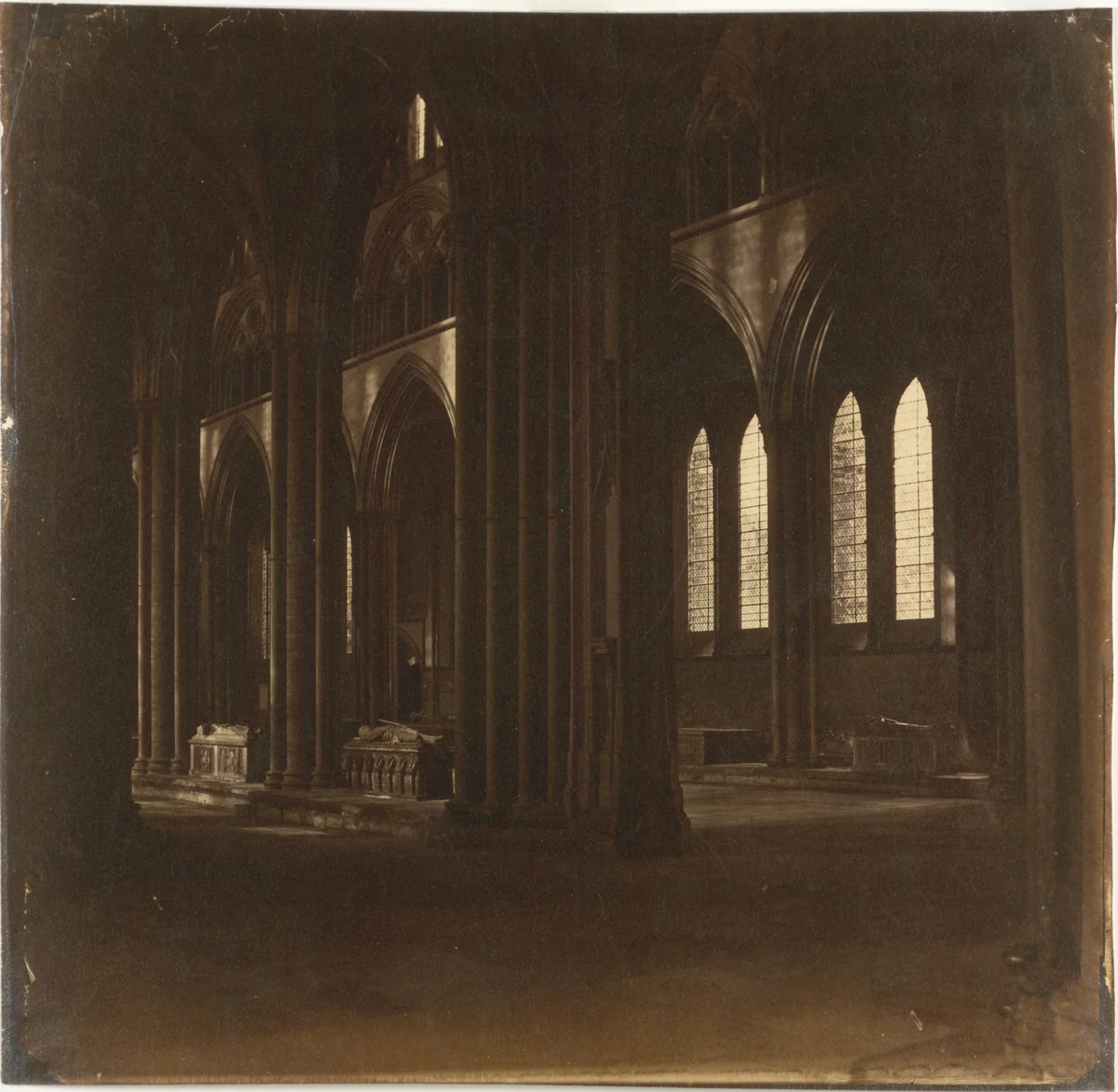 Salisbury Cathedral - The Nave, from the South Transept by Roger Fenton, photograph, 1858