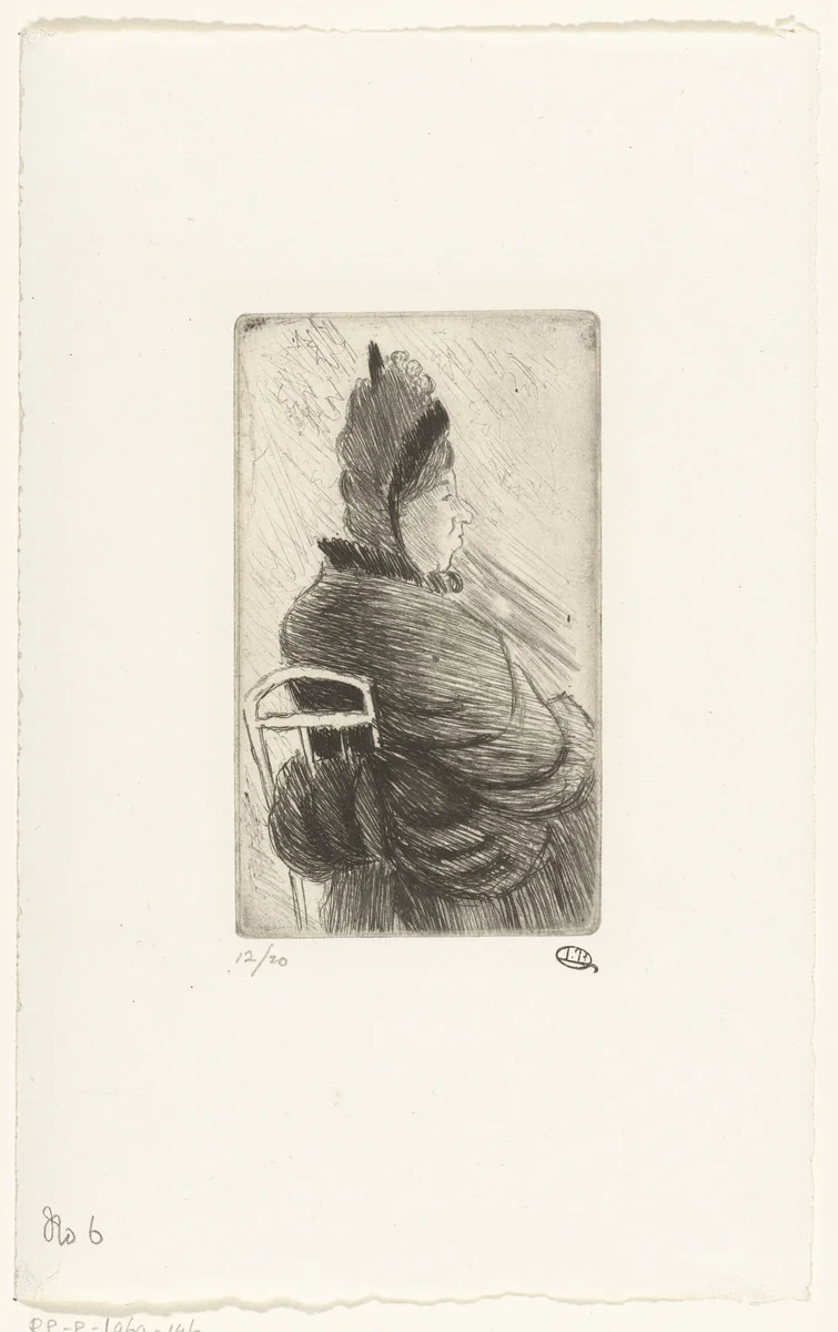 Zittende vrouw by Lucien Pissarro, print, 1873-1944