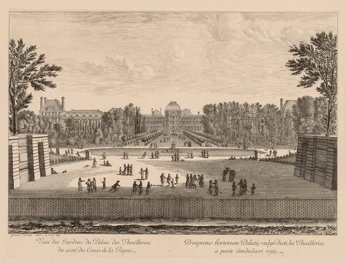 Vue du palais et des jardins des Tuileries, du côté du cours la Reine by Israël Silvestre, print, 1673