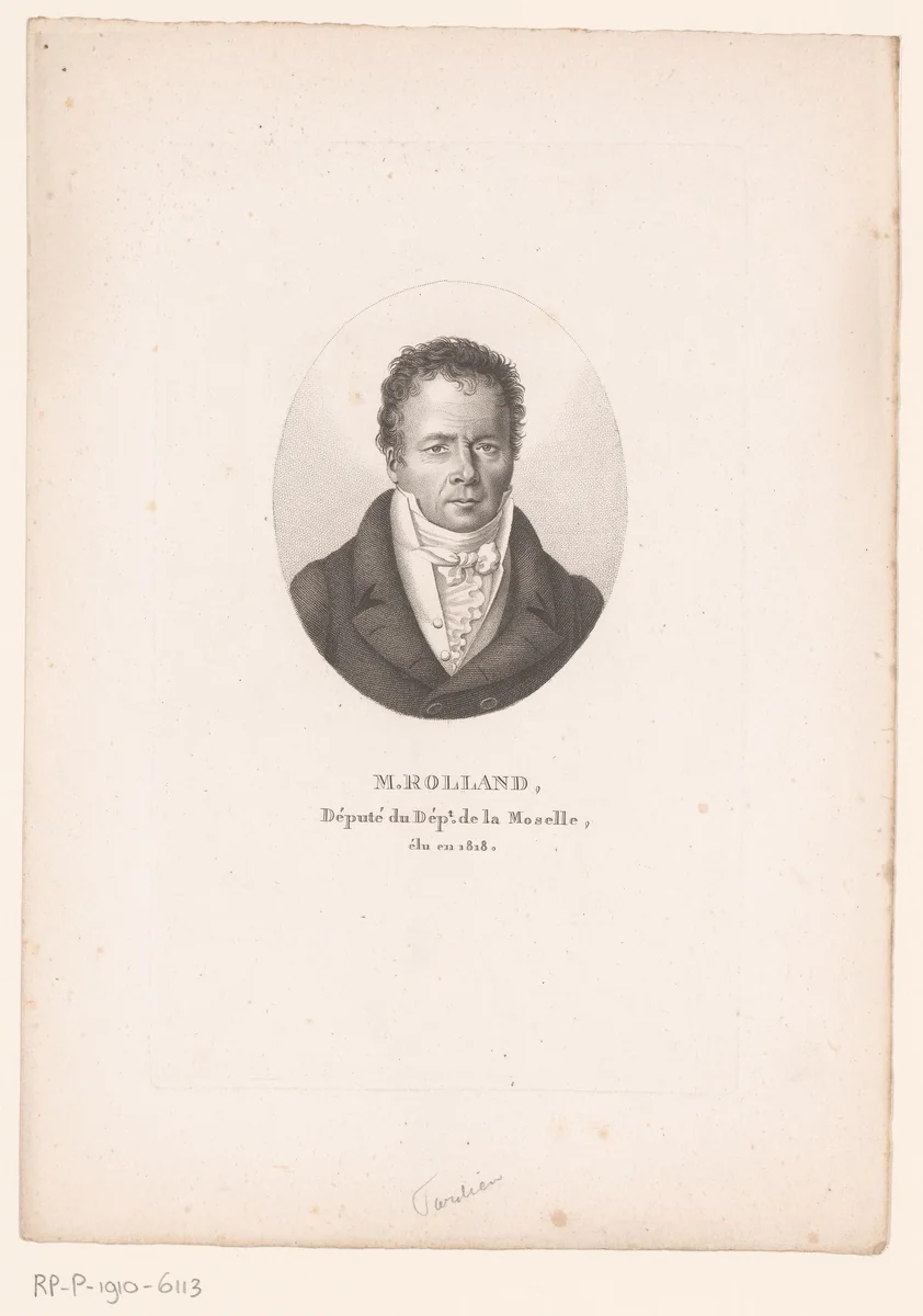 Portret van Jean-Baptiste Dominique Rolland by Ambroise Tardieu, print, 1820-1821