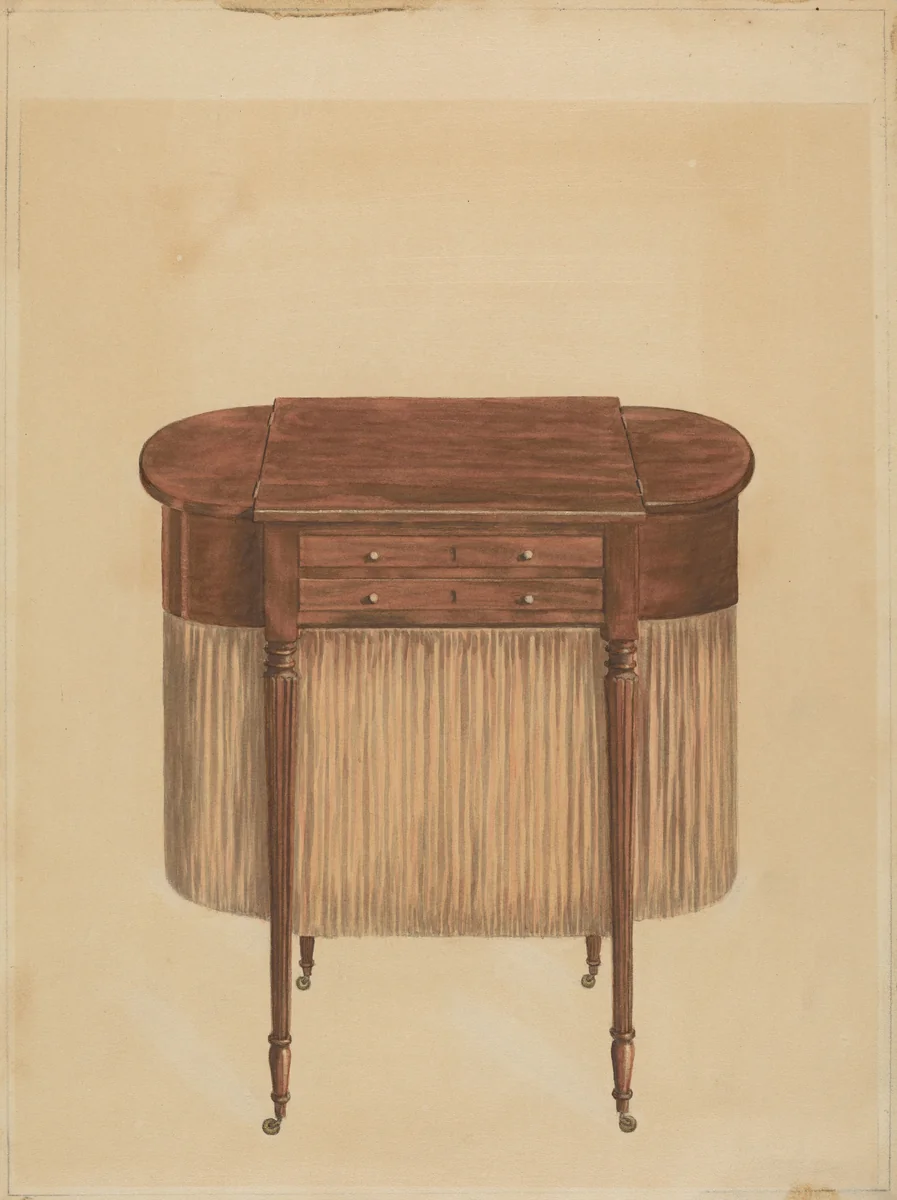 Sheraton Mahogany Sewing Table by Ferdinand Cartier, index of american design, 1935-1942