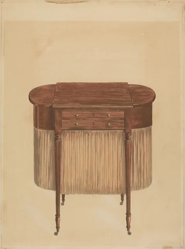 Sheraton Mahogany Sewing Table by Ferdinand Cartier, index of american design, 1935-1942