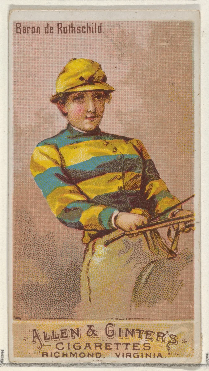 Baron de Rothschild, from the Racing Colors of the World series (N22a) for Allen & Ginter Cigarettes by Allen & Ginter, print, 1888