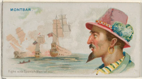 Montbars, Fight with Spanish Men-of-War, from the Pirates of the Spanish Main series (N19) for Allen & Ginter Cigarettes by Allen & Ginter, print, 1886-1891