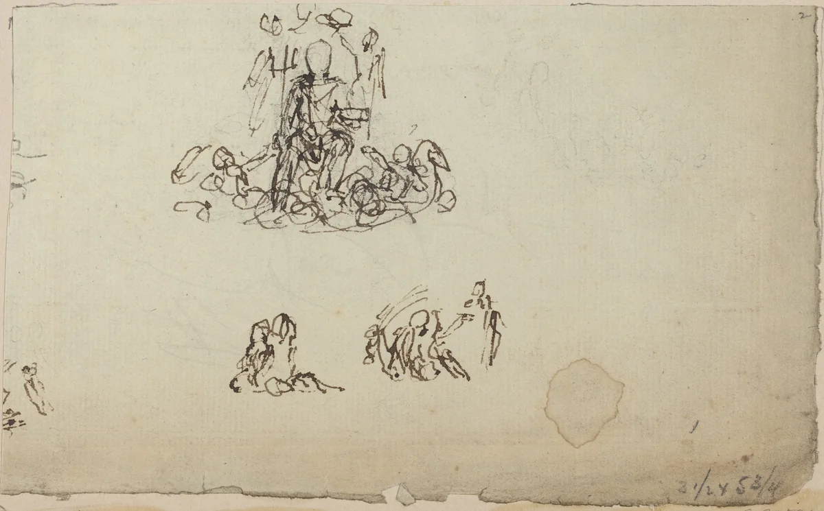 Study of Neptune and Sea Creatures (?) by John Flaxman, drawing, 1755-1826