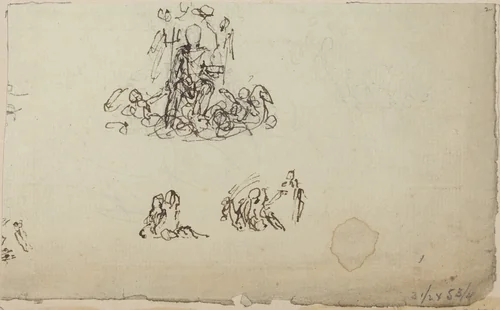 Study of Neptune and Sea Creatures (?) by John Flaxman, drawing, 1755-1826