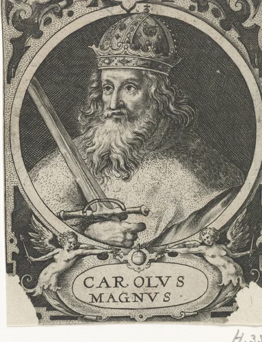 Karel de Grote als een van de negen helden by Crispijn van de Passe, print, 1574-1637