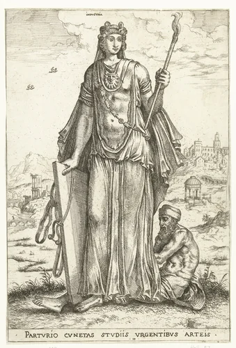 Industria by Hieronymus Cock, print, 1551