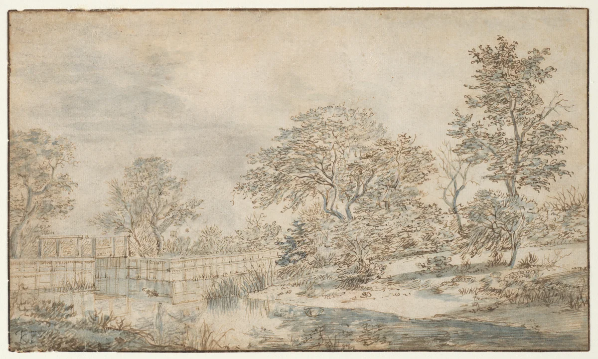 Landscape with a Bridge by Flanders, drawing, 1636-1670