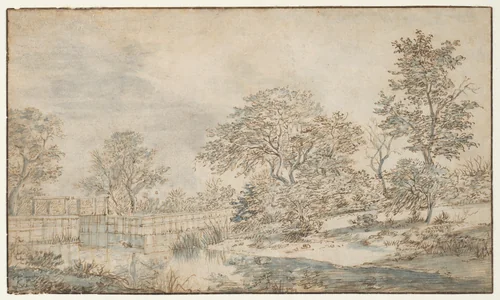 Landscape with a Bridge by Flanders, drawing, 1636-1670