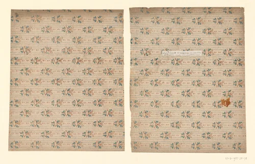 Twee bladen met strooipatroon van bloemmotief op doorlopend puntenfond by anonymous, other, 1750-1900